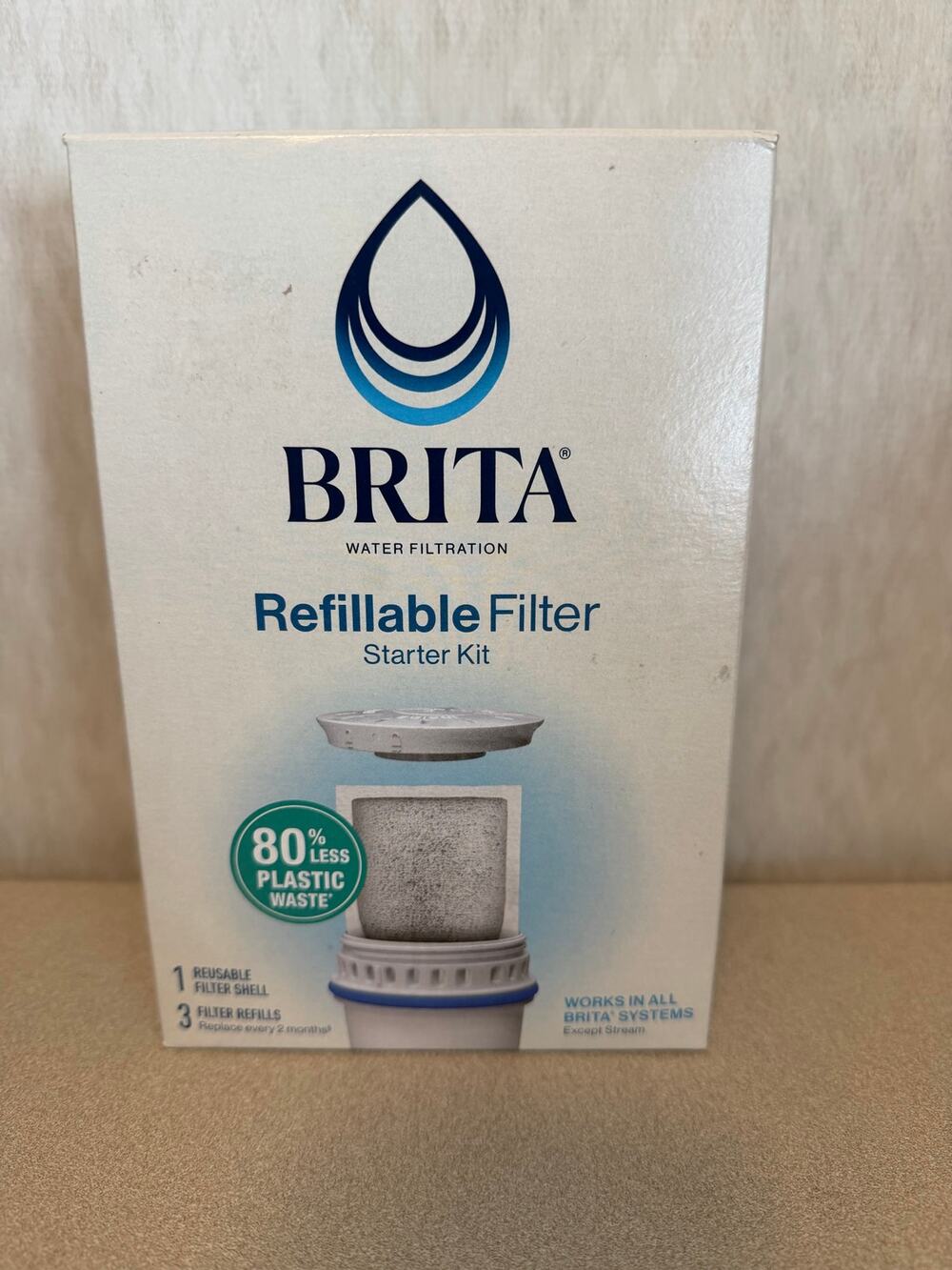 Brita Refillable Water Filtration Starter Kit Reusable Shell 3 Refills Pitcher